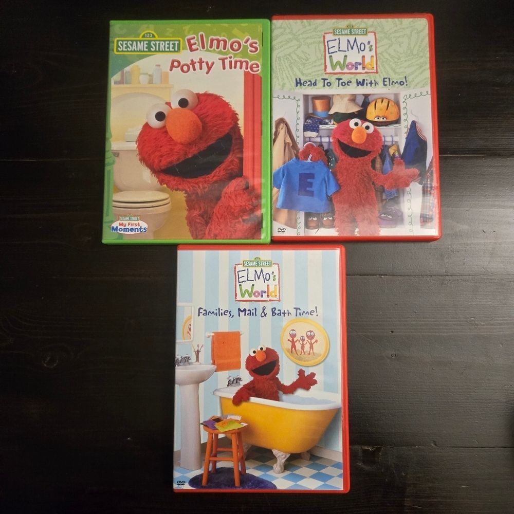Elmos World Sesame Street DVD Lot Potty Time, Head To Toe, Families, Mail, Bath